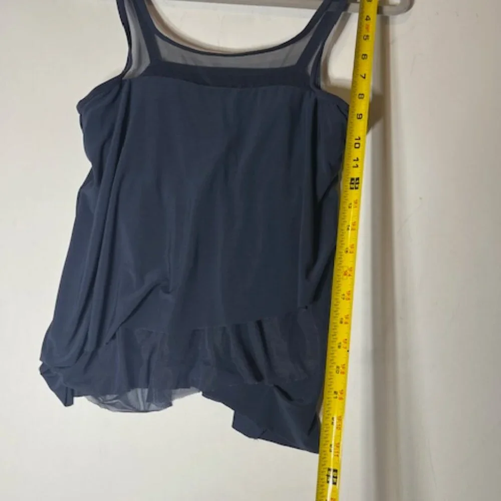 Miraclesuit Underwire Tankini Top Only Mirage 10 Navy Blue Mesh Adjustable Strap